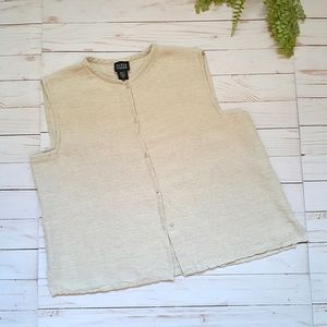 EILEEN FISHER Cream Linen Sleeveless Top